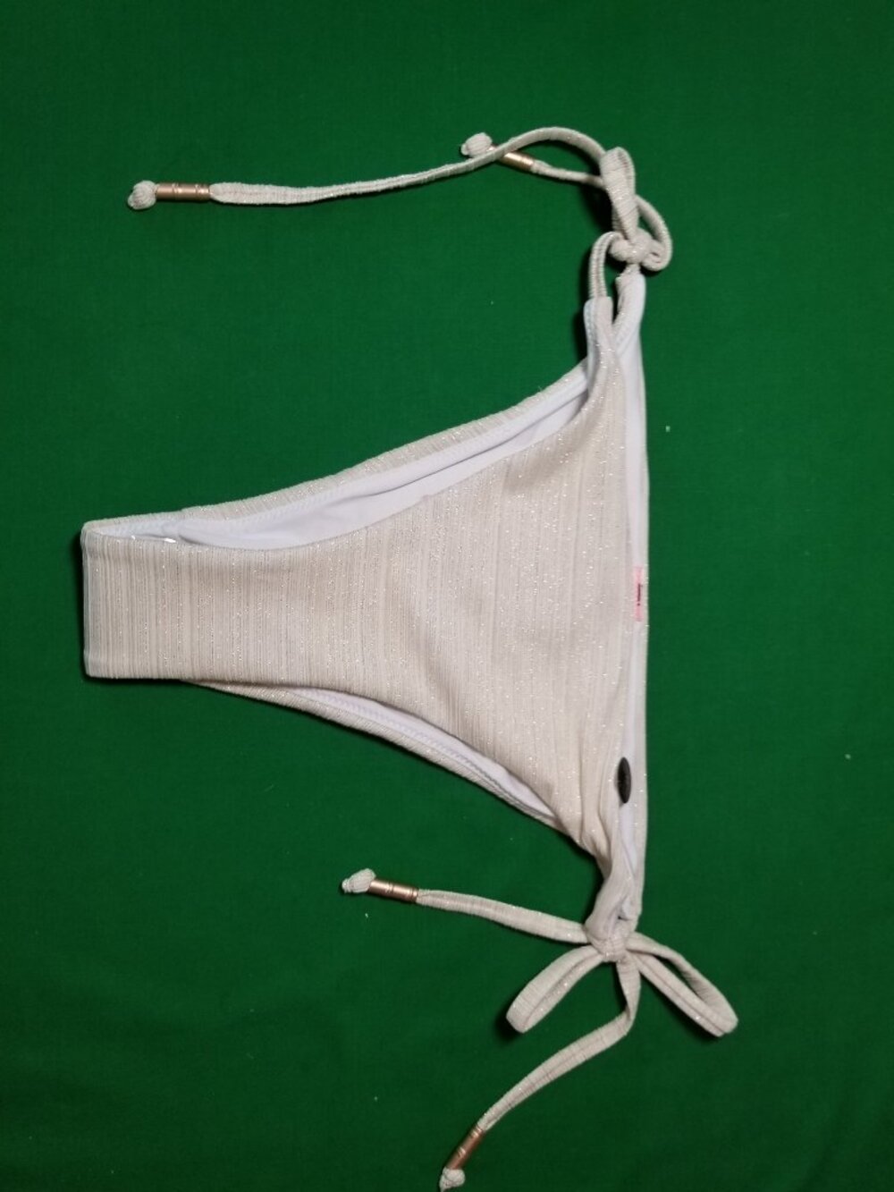 Hunkemoller Womens Small Ivory Gold Bikini Bottom Swimwear Beach Tie Summer NWT